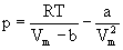 p = [RT/(V(m)-b)]-a/V(m)^2