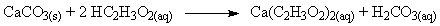 calcium carbonate + acetic acid to 
calcium acetate + carbonic acid